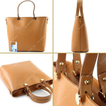 modamoda de - T132 -  ital Damentasche Shopper aus Echtleder
