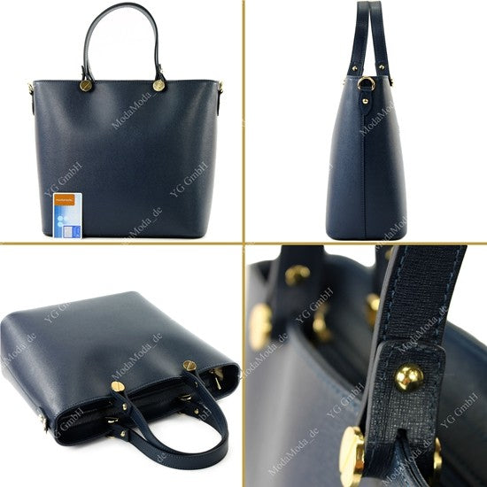 modamoda de - T132 -  ital Damentasche Shopper aus Echtleder