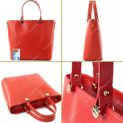 modamoda de - T132 -  ital Damentasche Shopper aus Echtleder