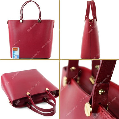 modamoda de - T132 -  ital Damentasche Shopper aus Echtleder