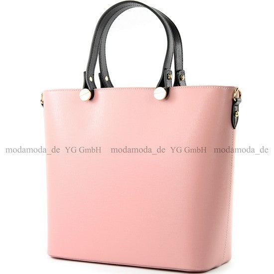 modamoda de - T132 -  ital Damentasche Shopper aus Echtleder