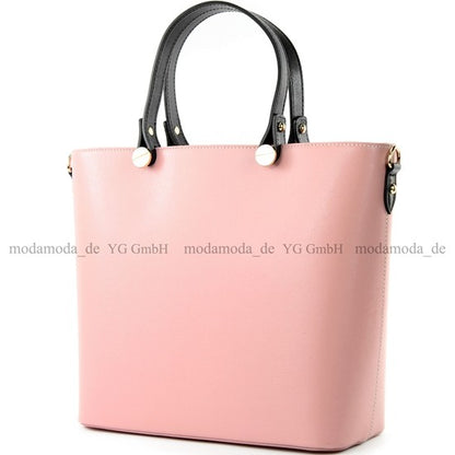 modamoda de - T132 -  ital Damentasche Shopper aus Echtleder