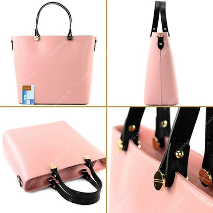 modamoda de - T132 -  ital Damentasche Shopper aus Echtleder