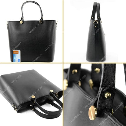 modamoda de - T132 -  ital Damentasche Shopper aus Echtleder