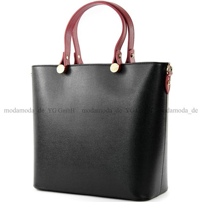 modamoda de - T132 -  ital Damentasche Shopper aus Echtleder