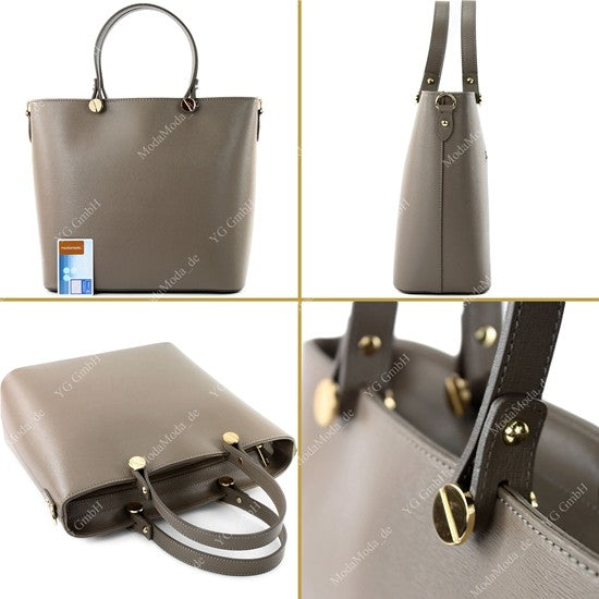 modamoda de - T132 -  ital Damentasche Shopper aus Echtleder