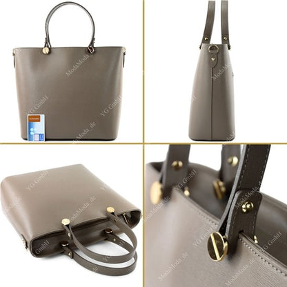 modamoda de - T132 -  ital Damentasche Shopper aus Echtleder