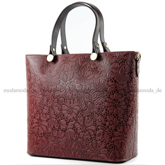 modamoda de - T132 -  ital Damentasche Shopper aus Echtleder