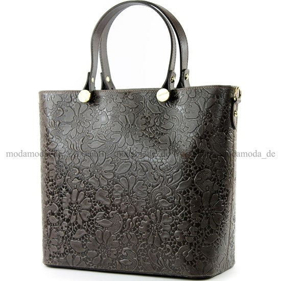 modamoda de - T132 -  ital Damentasche Shopper aus Echtleder