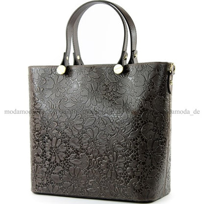 modamoda de - T132 -  ital Damentasche Shopper aus Echtleder