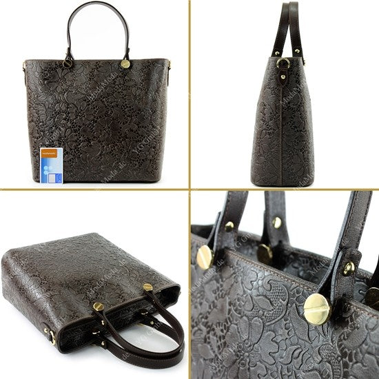 modamoda de - T132 -  ital Damentasche Shopper aus Echtleder