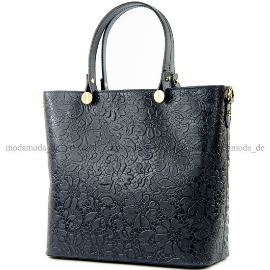modamoda de - T132 -  ital Damentasche Shopper aus Echtleder