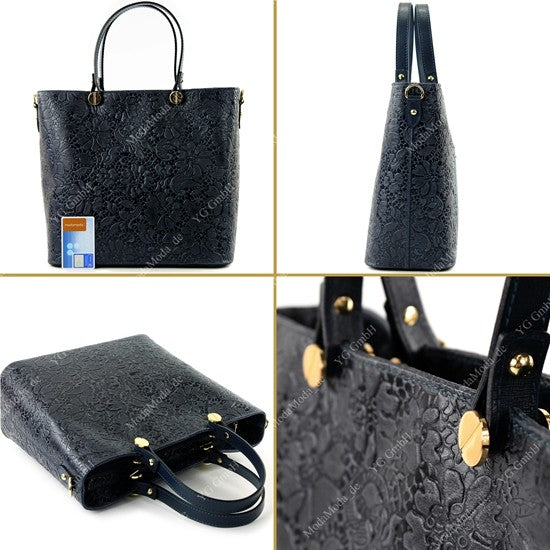 modamoda de - T132 -  ital Damentasche Shopper aus Echtleder