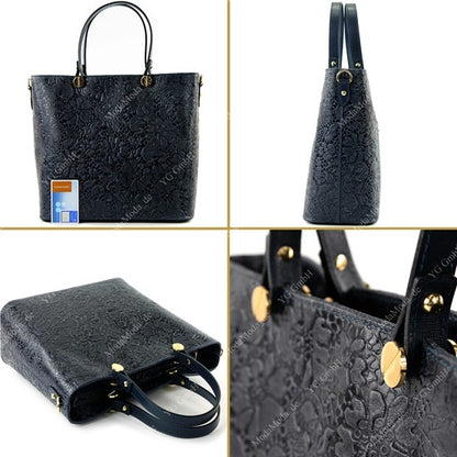 modamoda de - T132 -  ital Damentasche Shopper aus Echtleder