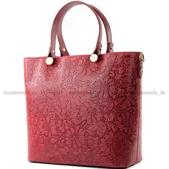 modamoda de - T132 -  ital Damentasche Shopper aus Echtleder