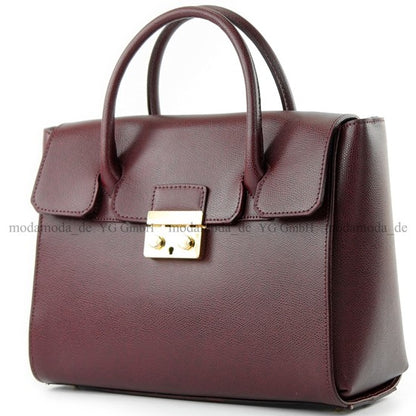 modamoda de - T135 -  ital Damen Henkeltasche Tragetasche aus Leder
