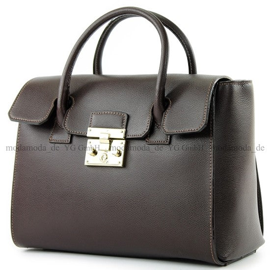 modamoda de - T135 -  ital Damen Henkeltasche Tragetasche aus Leder