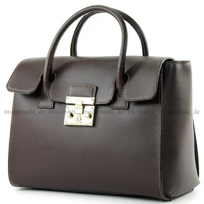 modamoda de - T135 -  ital Damen Henkeltasche Tragetasche aus Leder