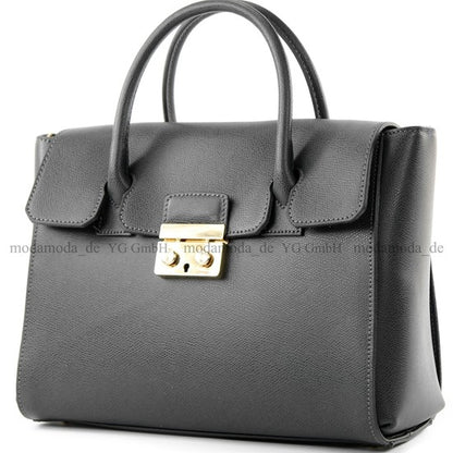 modamoda de - T135 -  ital Damen Henkeltasche Tragetasche aus Leder