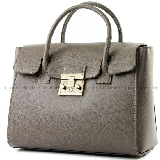 modamoda de - T135 -  ital Damen Henkeltasche Tragetasche aus Leder