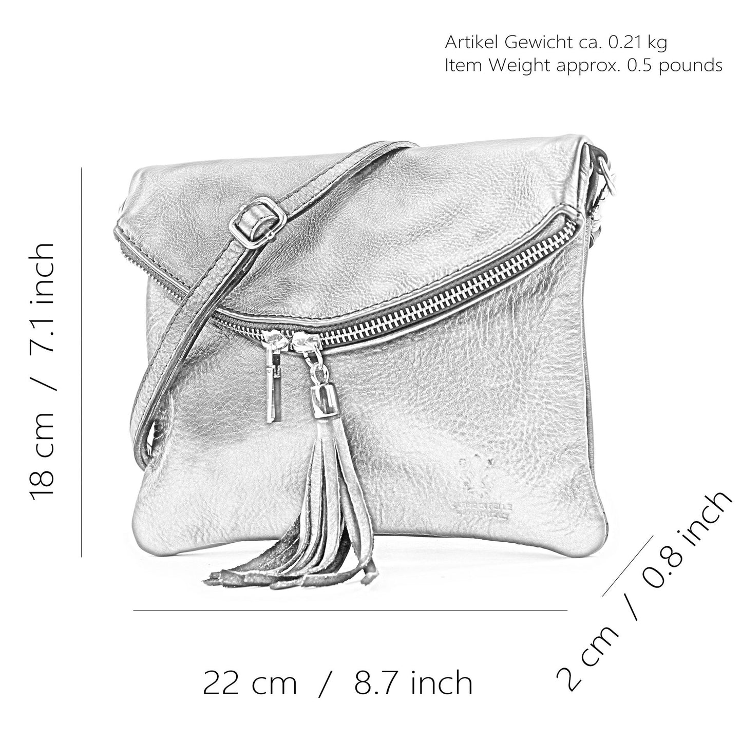 modamoda de T07 / T139 Damen Leder Umhängetasche, Klein, 2 Modelle, handmade in Italy