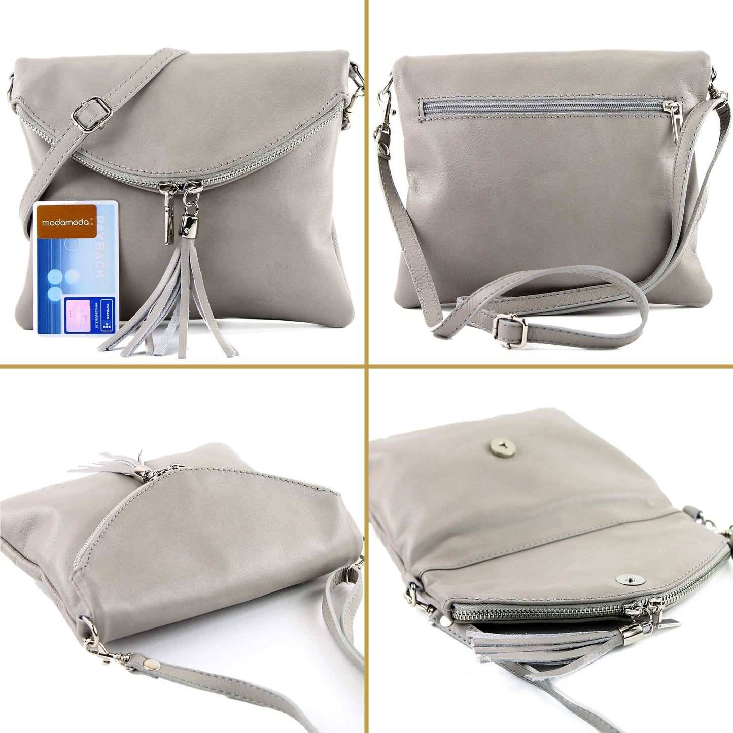 modamoda de T07 / T139 Damen Leder Umhängetasche, Klein, 2 Modelle, handmade in Italy