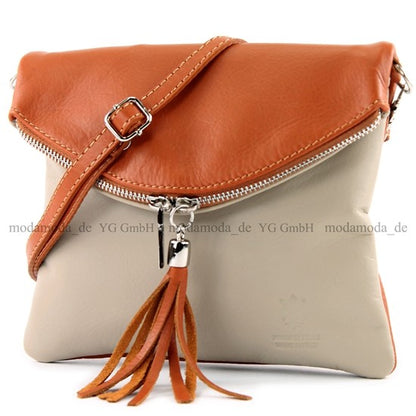 modamoda de T07 / T139 Damen Leder Umhängetasche, Klein, 2 Modelle, handmade in Italy