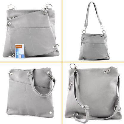 modamoda de - T140 - ital Messengertasche Umhängetasche 2in1 Leder