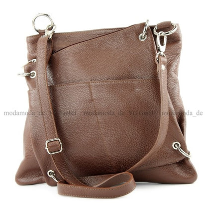 modamoda de - T140 - ital Messengertasche Umhängetasche 2in1 Leder