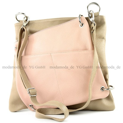 modamoda de - T140 - ital Messengertasche Umhängetasche 2in1 Leder