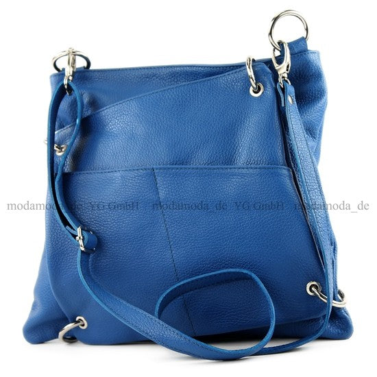 modamoda de - T140 - ital Messengertasche Umhängetasche 2in1 Leder
