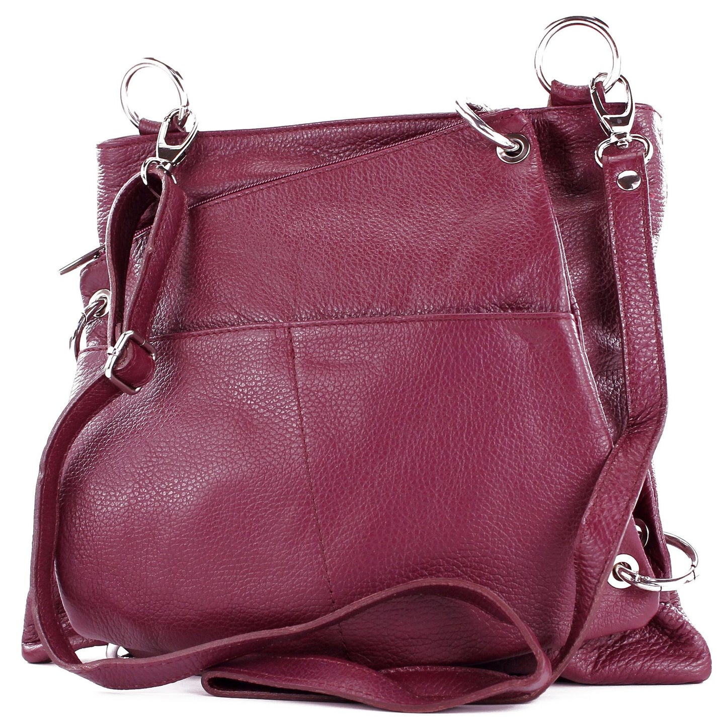 modamoda de - T140 - ital Messengertasche Umhängetasche 2in1 Leder