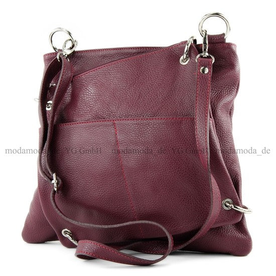 modamoda de - T140 - ital Messengertasche Umhängetasche 2in1 Leder
