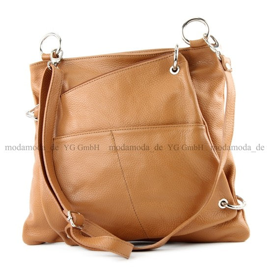 modamoda de - T140 - ital Messengertasche Umhängetasche 2in1 Leder