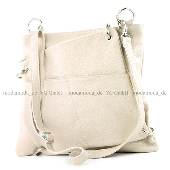 modamoda de - T140 - ital Messengertasche Umhängetasche 2in1 Leder