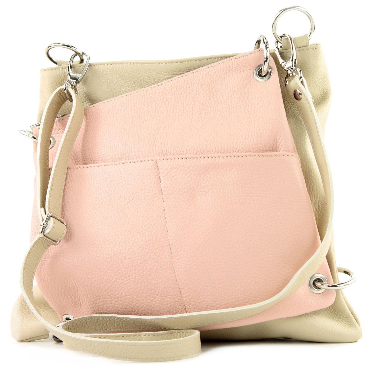 modamoda de - T140 - ital Messengertasche Umhängetasche 2in1 Leder