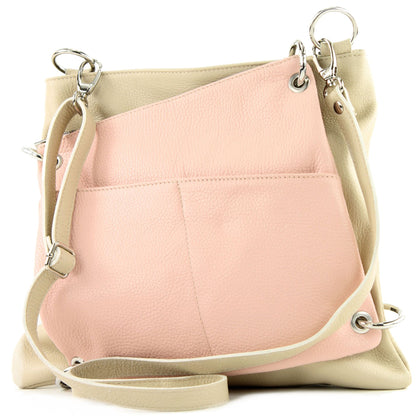modamoda de - T140 - ital Messengertasche Umhängetasche 2in1 Leder