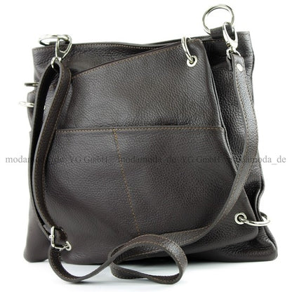 modamoda de - T140 - ital Messengertasche Umhängetasche 2in1 Leder