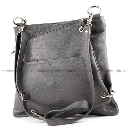 modamoda de - T140 - ital Messengertasche Umhängetasche 2in1 Leder