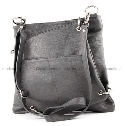modamoda de - T140 - ital Messengertasche Umhängetasche 2in1 Leder