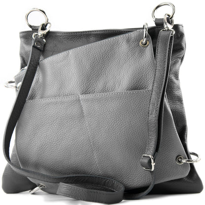 modamoda de - T140 - ital Messengertasche Umhängetasche 2in1 Leder