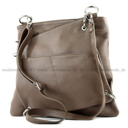 modamoda de - T140 - ital Messengertasche Umhängetasche 2in1 Leder
