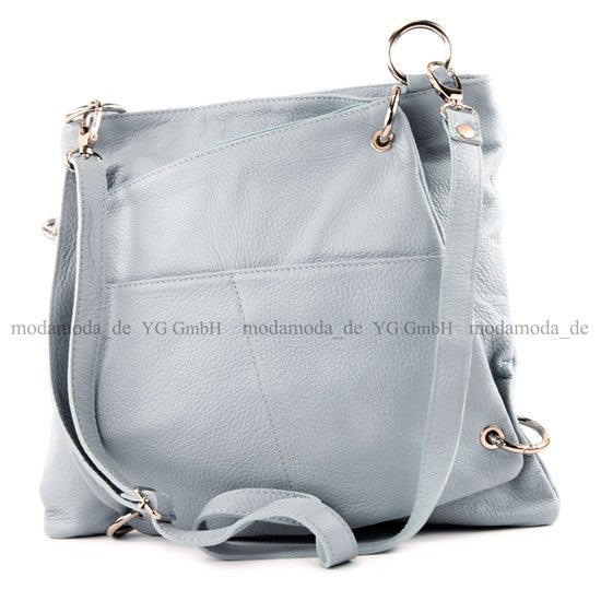modamoda de - T140 - ital Messengertasche Umhängetasche 2in1 Leder