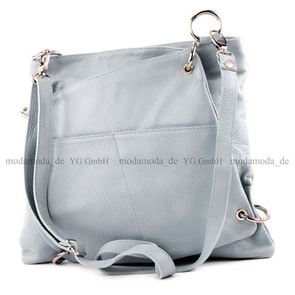modamoda de - T140 - ital Messengertasche Umhängetasche 2in1 Leder