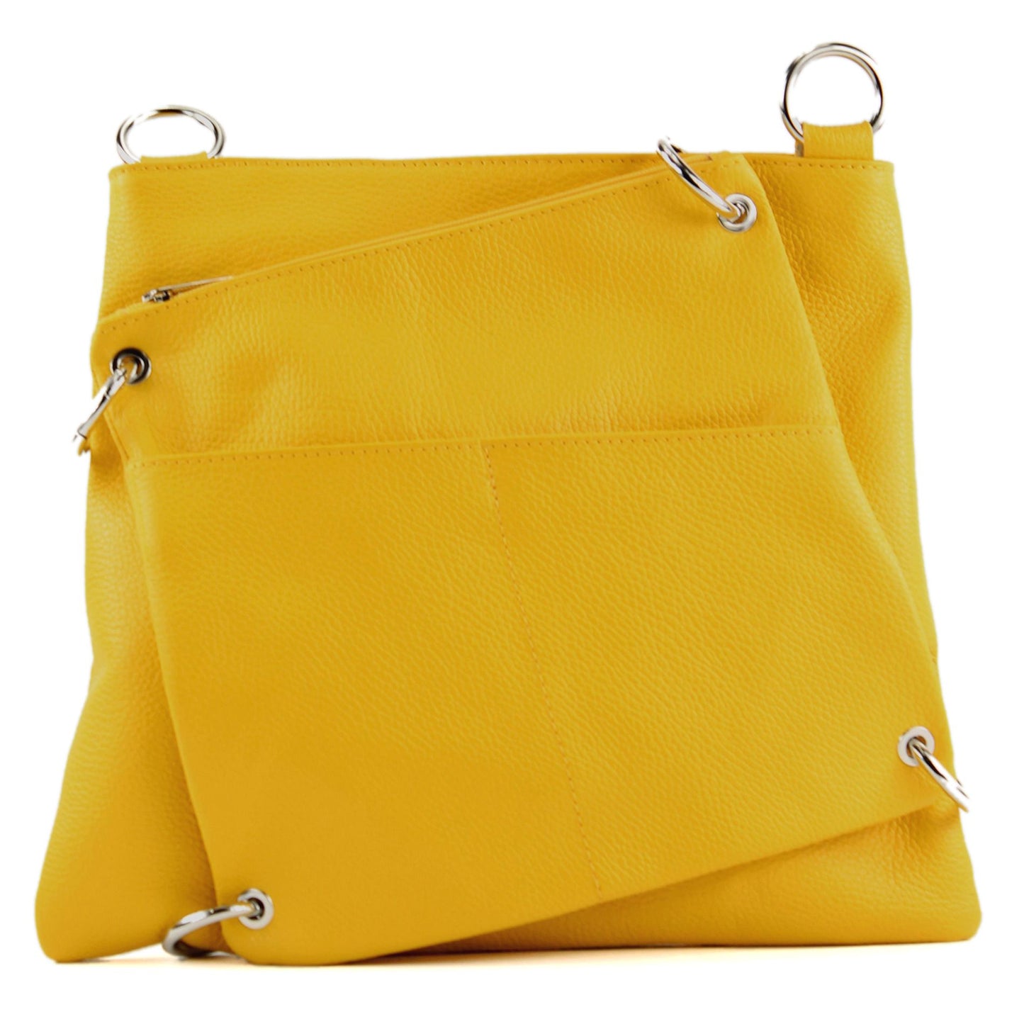 modamoda de - T140 - ital Messengertasche Umhängetasche 2in1 Leder