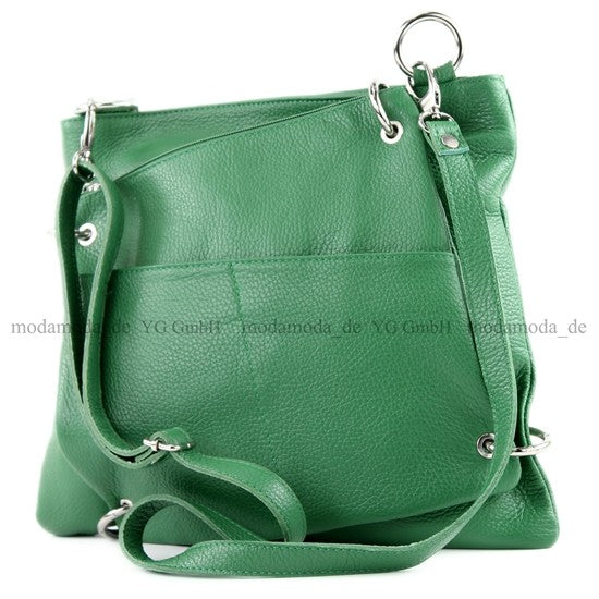 modamoda de - T140 - ital Messengertasche Umhängetasche 2in1 Leder