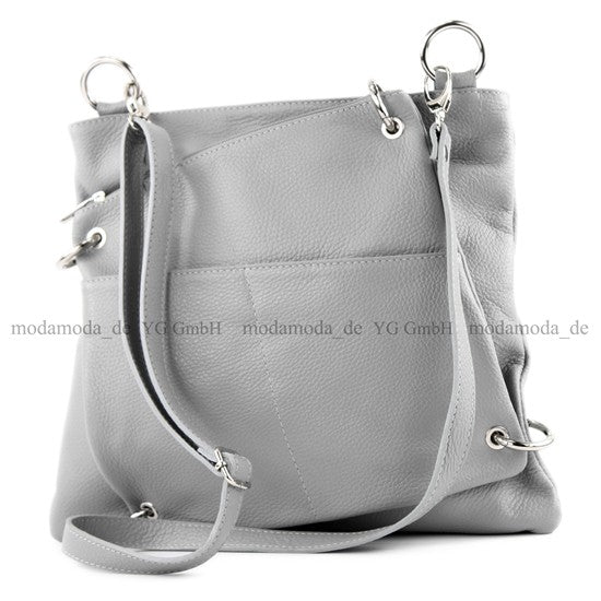 modamoda de - T140 - ital Messengertasche Umhängetasche 2in1 Leder