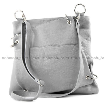 modamoda de - T140 - ital Messengertasche Umhängetasche 2in1 Leder