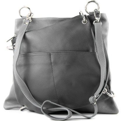 modamoda de - T140 - ital Messengertasche Umhängetasche 2in1 Leder