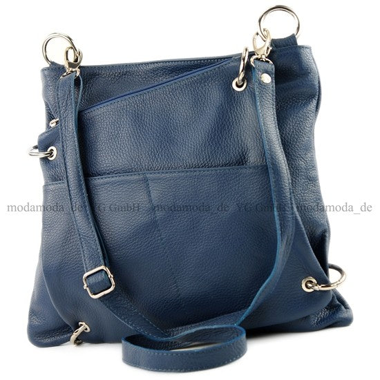 modamoda de - T140 - ital Messengertasche Umhängetasche 2in1 Leder